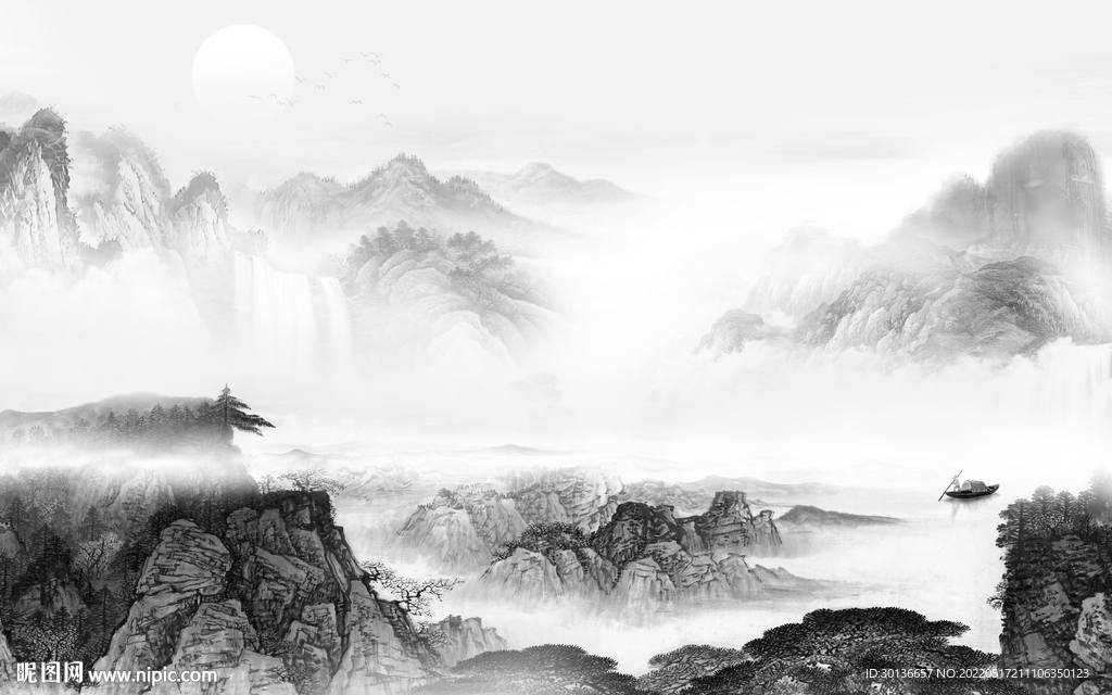 中式最新山水大图 tif分层