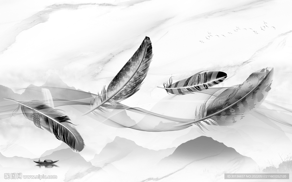 羽毛最新山水大图 tif分层