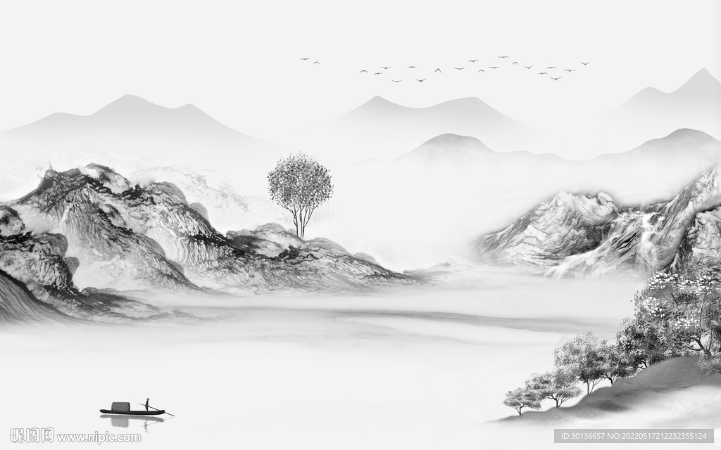 背景墙意境新山水图 tif分层