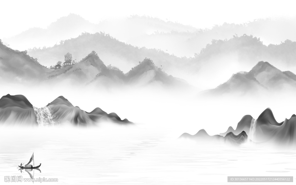 客厅意境新山水图 tif分层