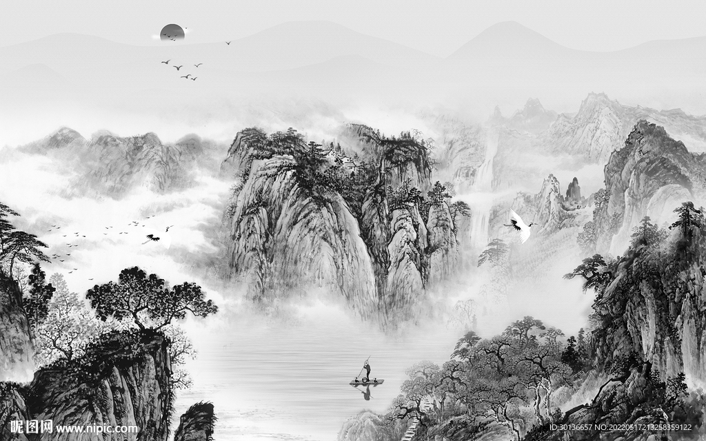 爆款意境新山水图 tif分层