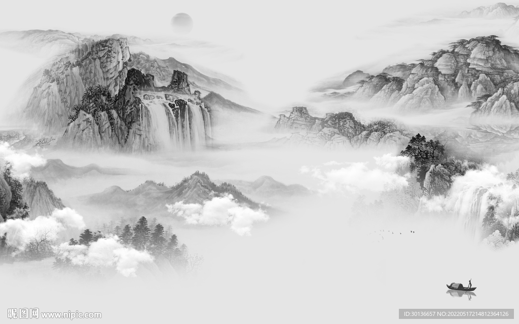 新中式意境新山水图 tif分层