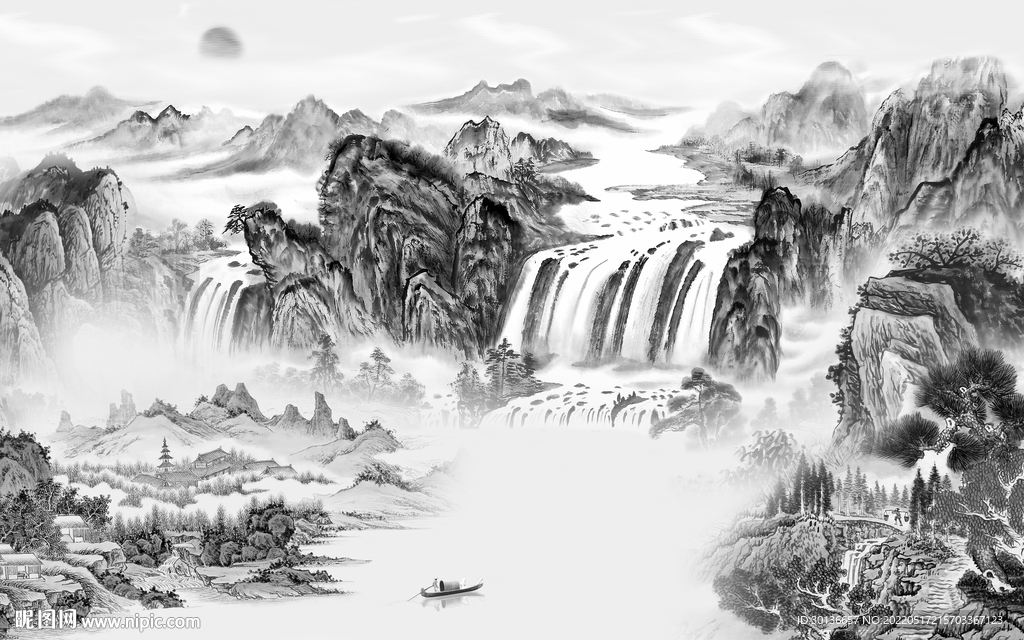 高档意境新山水图 tif分层