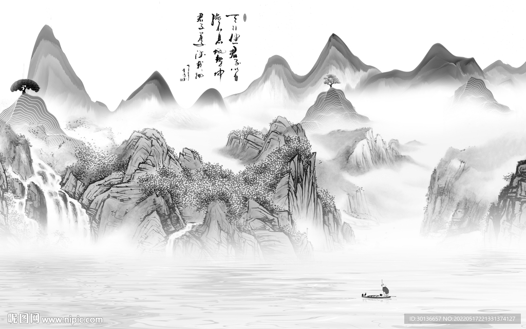 最新客厅画山水图 tif分层