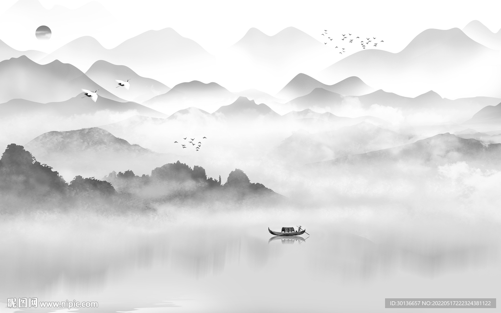 新款客厅画山水图 tif分层