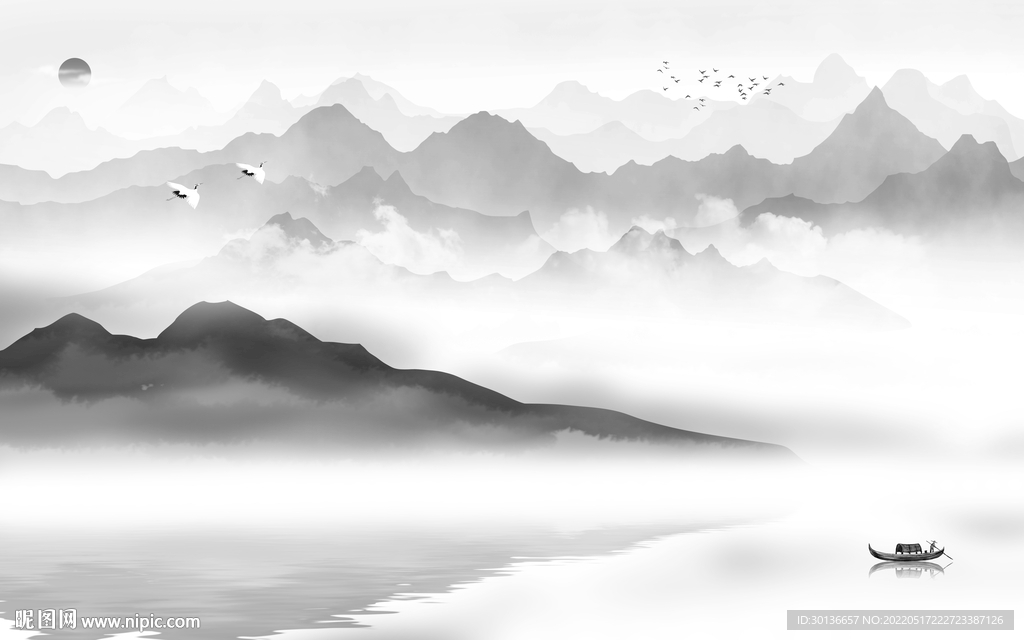 人气客厅画山水图 tif分层