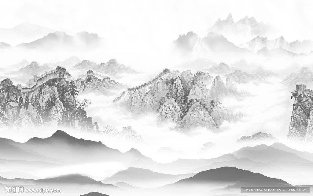 新上架客厅画山水图 tif分层