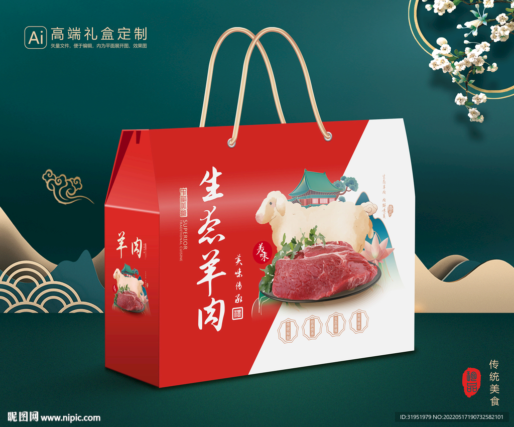 羊肉包装 熟肉礼盒平面展开图