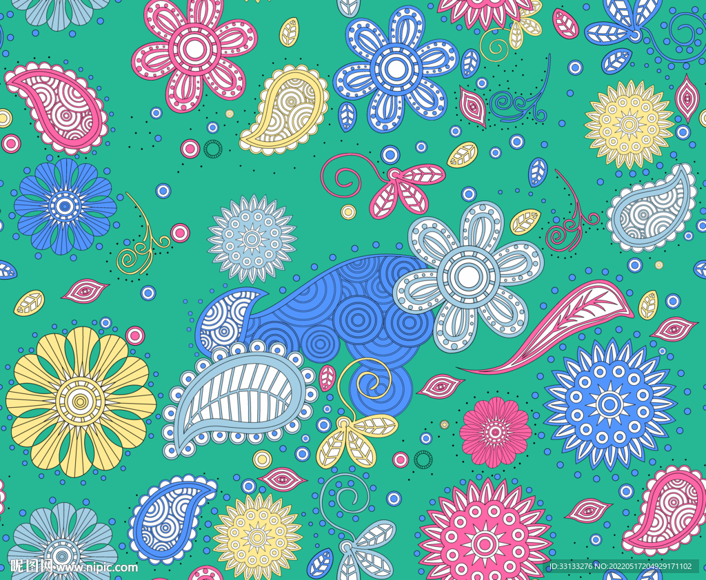  圆圈 数码印花 腰果花 小花