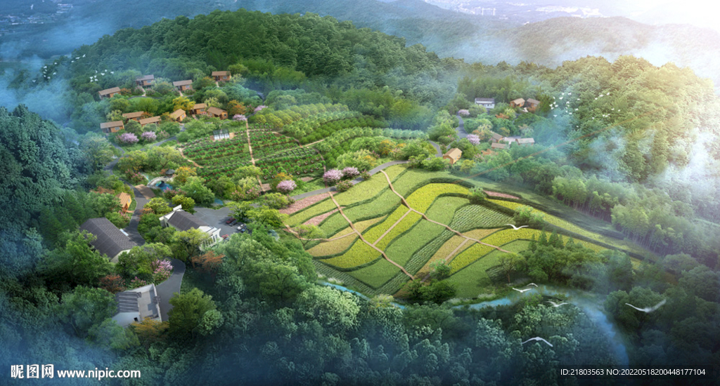 景观效果图山体效果图农村效果图