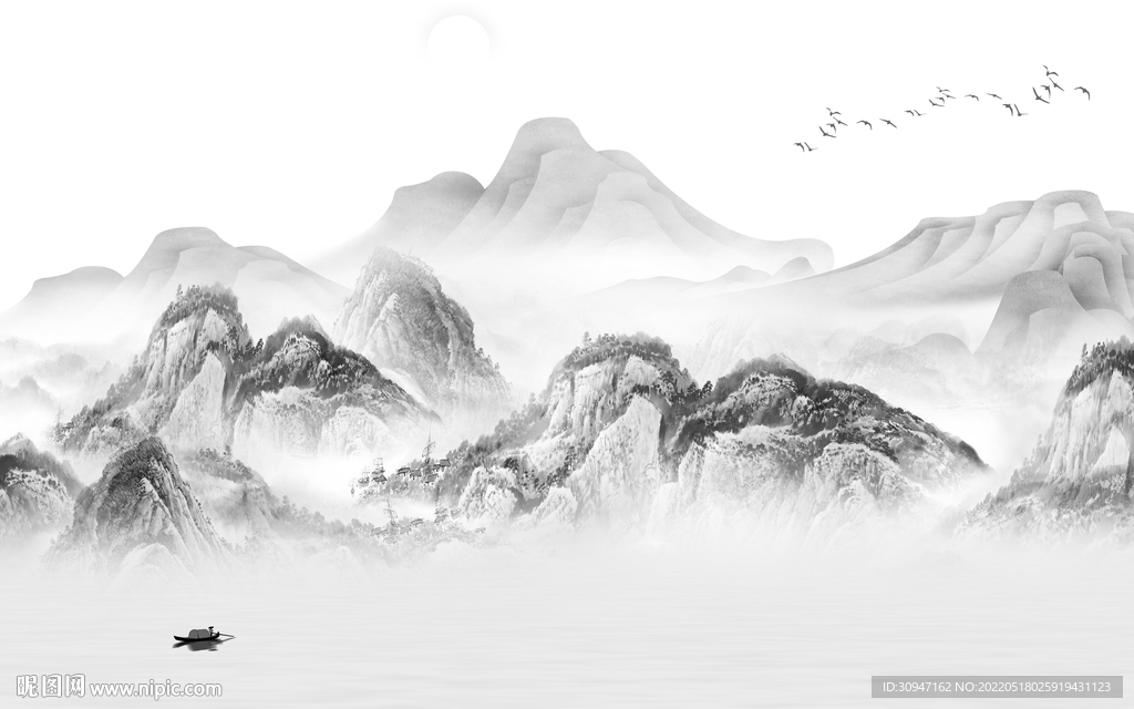 简约现代意境山水 TIF分层