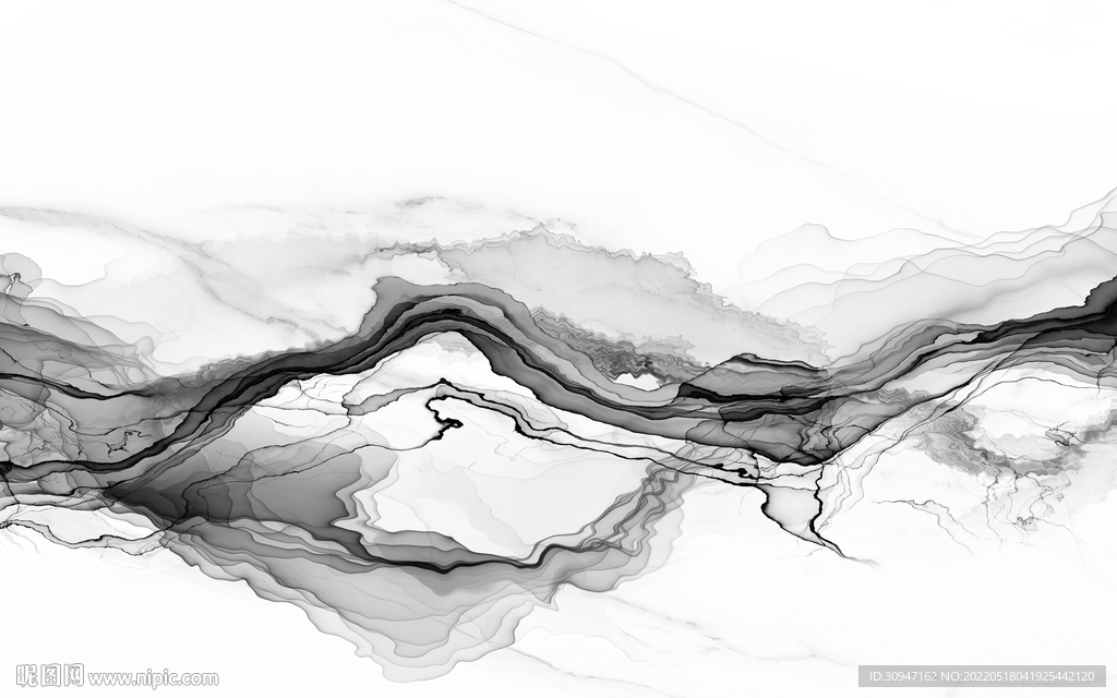 烟雾客厅灰山水画 TIF分层