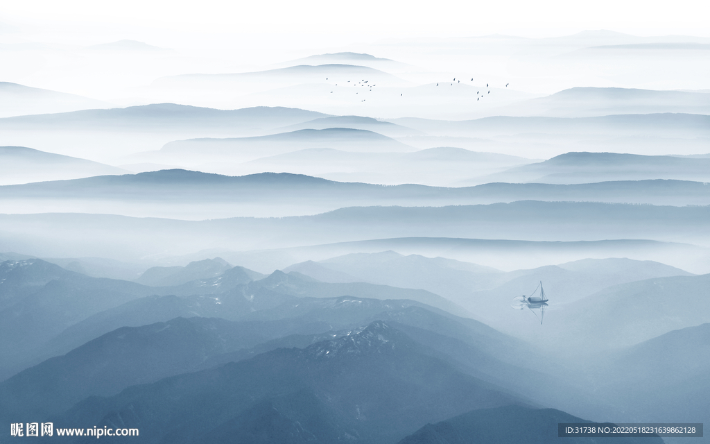 水墨山水画背景墙