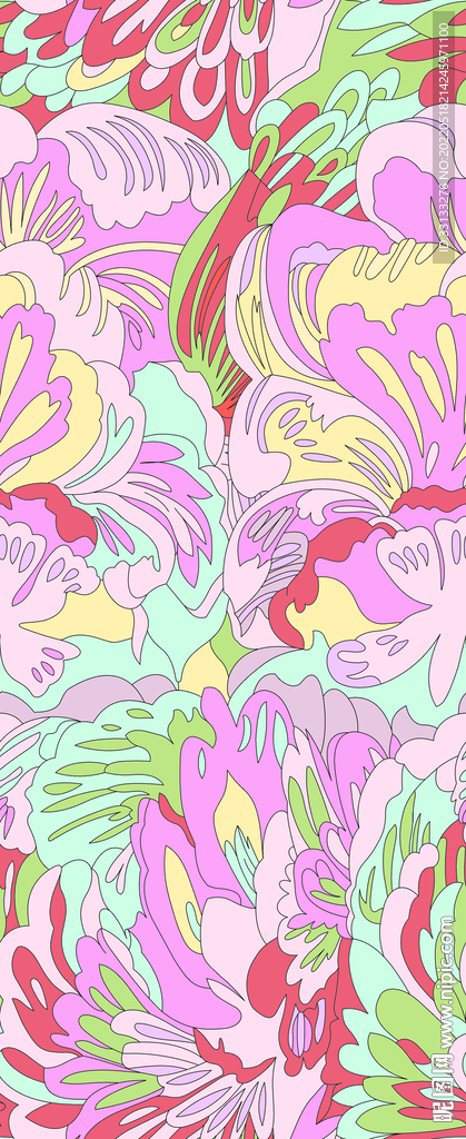  数码印花 大花 大牌 手绘花