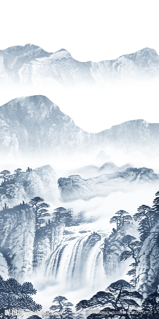 新中式无框新玄关画 TIf分层