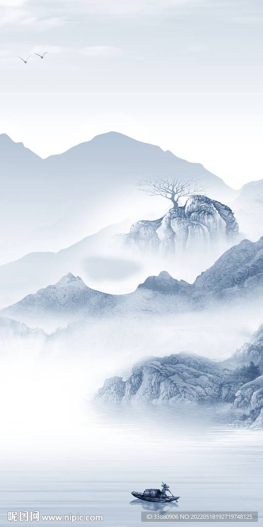 水墨无框新玄关画 TIf分层