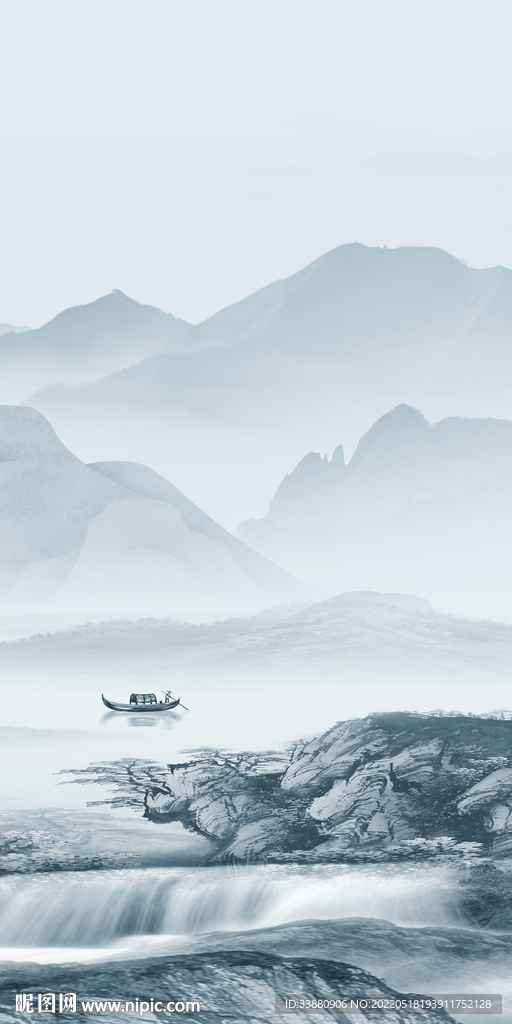 中式 山水玄关新画 TIF分层