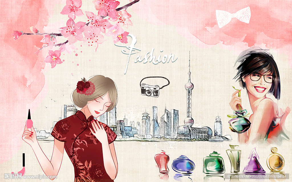 指尖艺术美甲美容室化妆背景墙