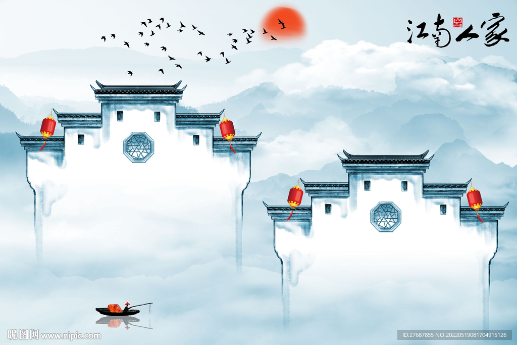 江南人家徽派山水