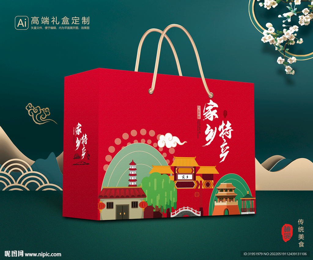 特产包装 熟食礼盒平面展开图