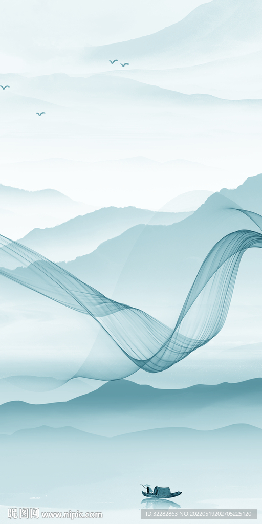 水墨山水中式玄关 Tif分层