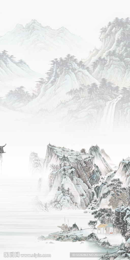 国画山水中式玄关 Tif分层