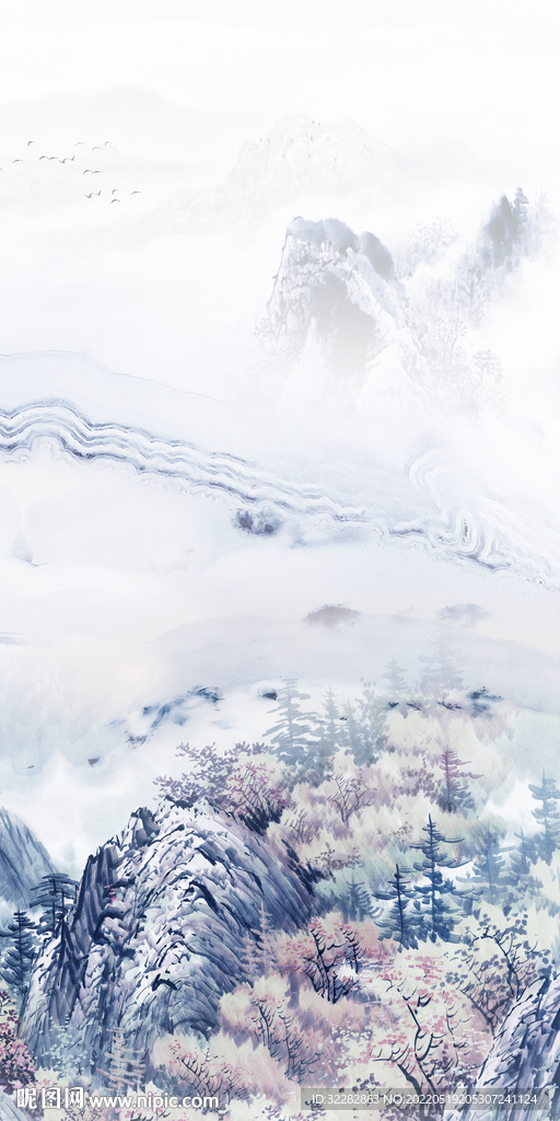 山水中式高档玄关 Tif分层