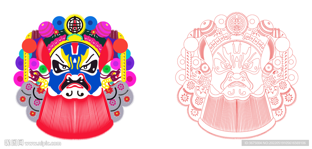 矢量戏曲戏剧京剧脸谱元素