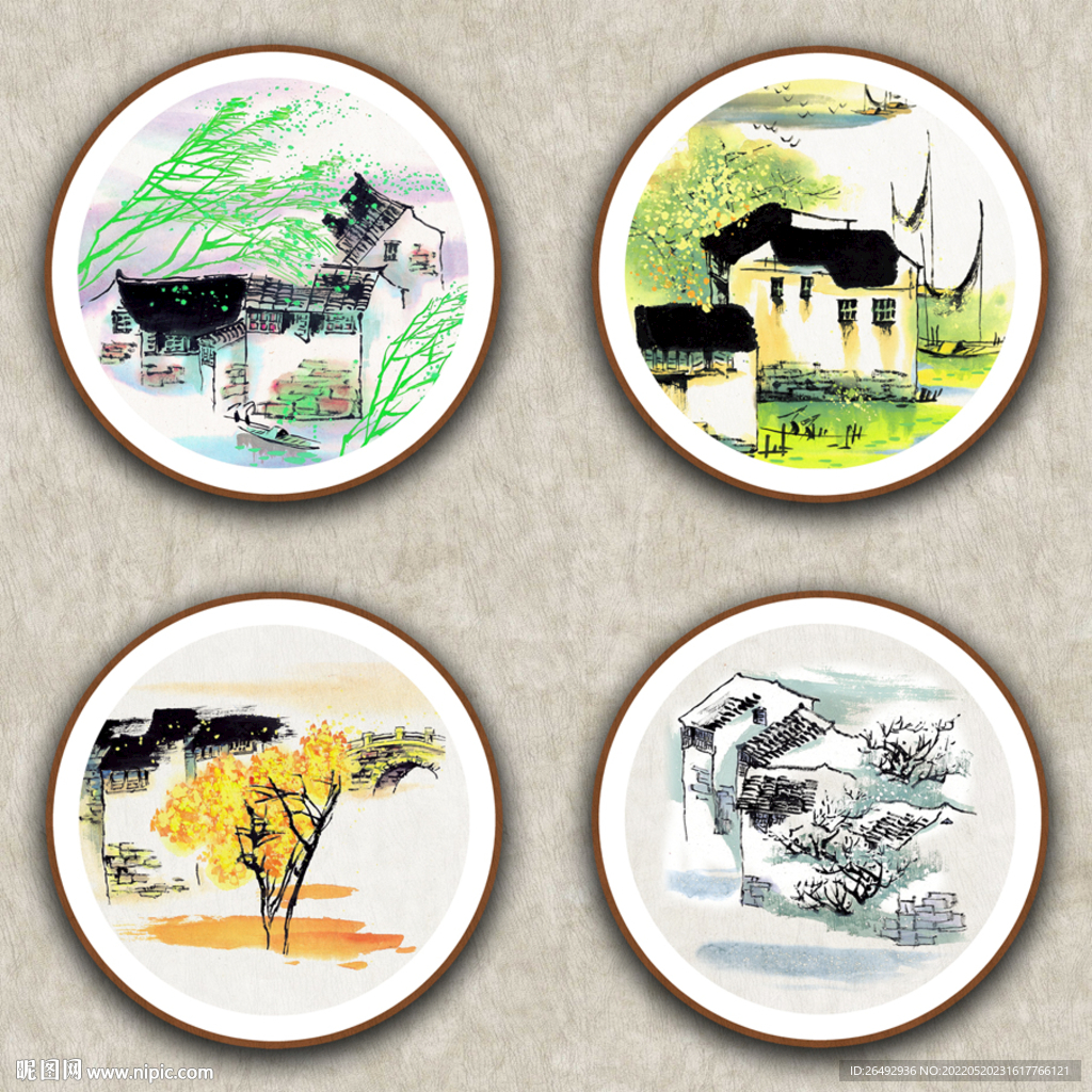 江南水乡四季风景画