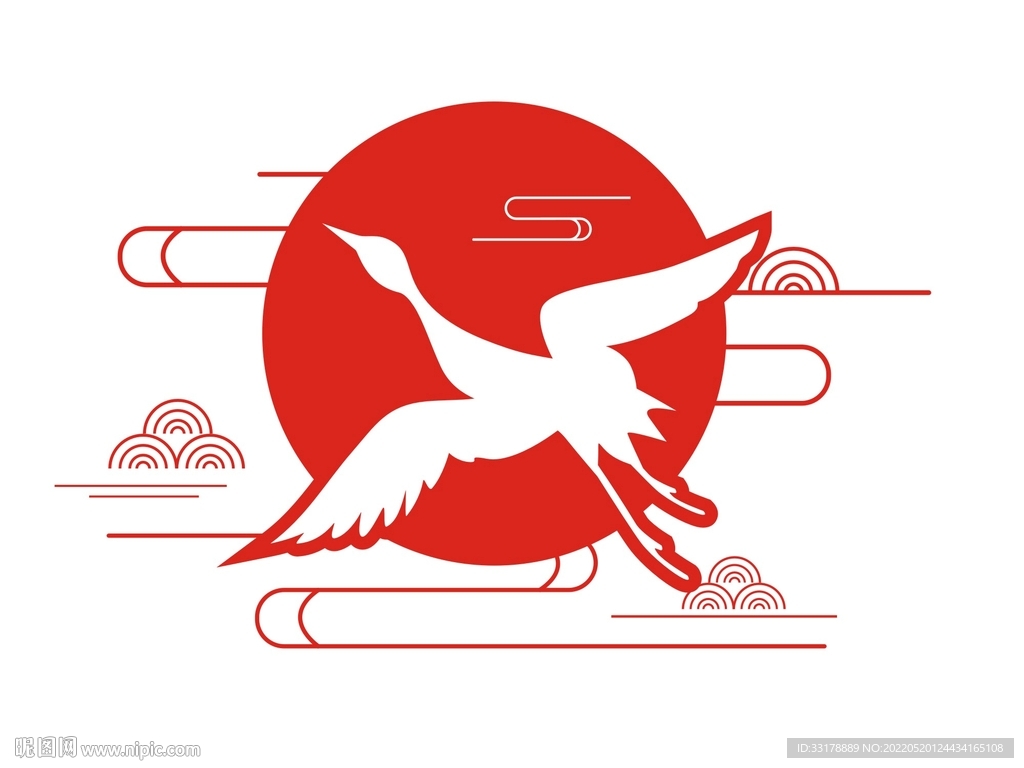 中式祥云纹飞鹤中国风装饰元素