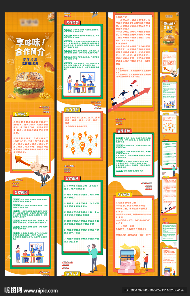 炸鸡汉堡 快餐 卡通长图