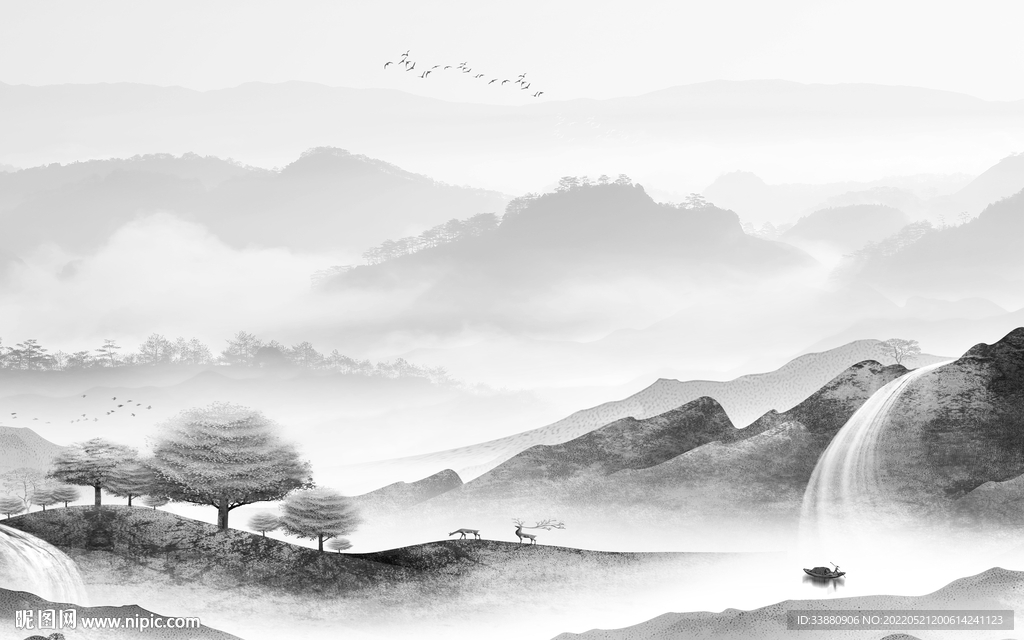 新款大气现代山水 tif分层