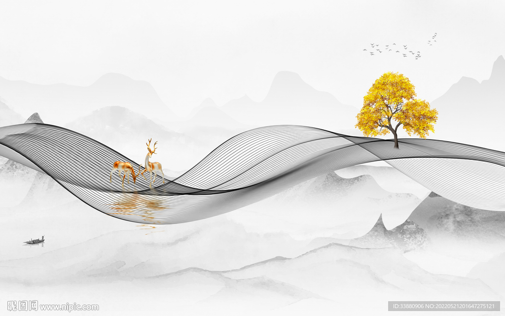 客厅 最新意境山水 tif分层