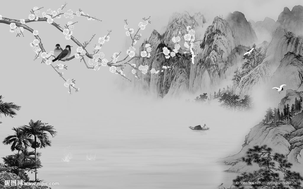 新品最新意境山水 tif分层