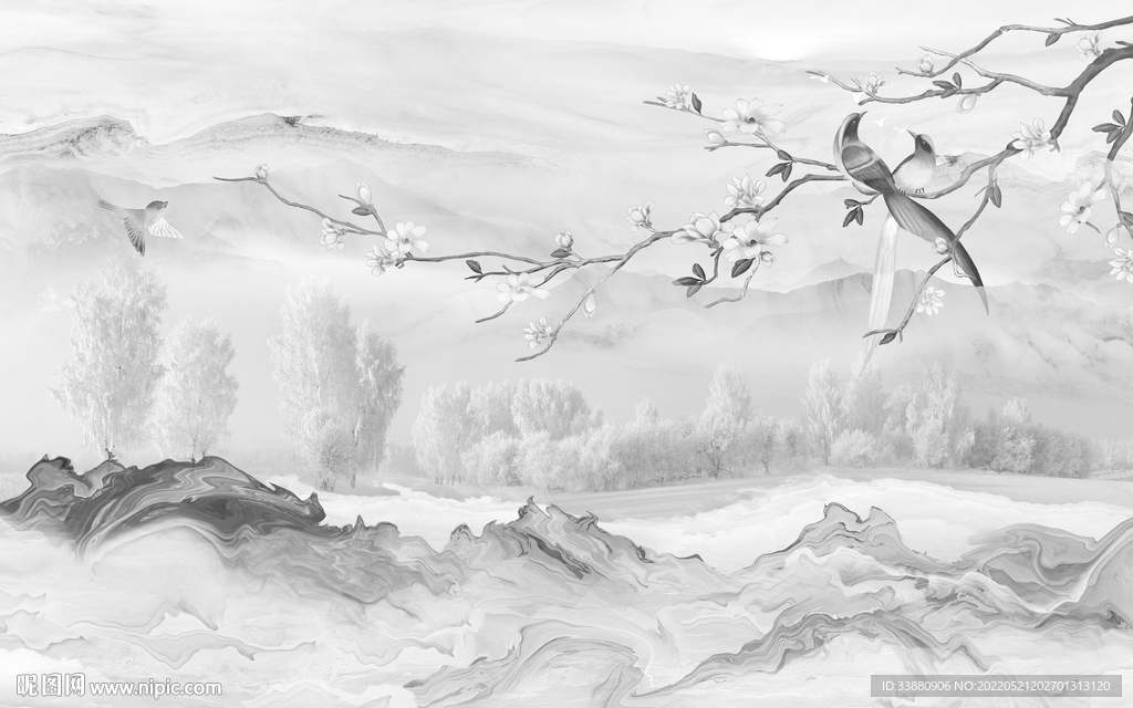 最新大气现代山水 tif分层