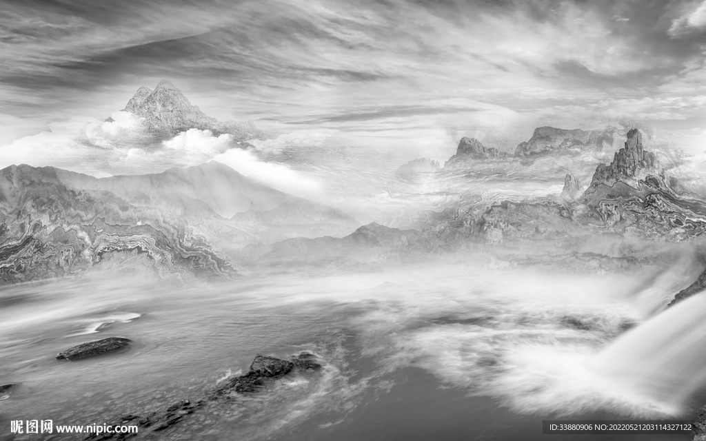 爆款 最新意境山水 tif分层