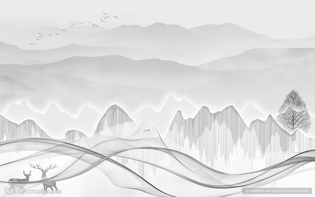 新中式大气现代山水 tif分层