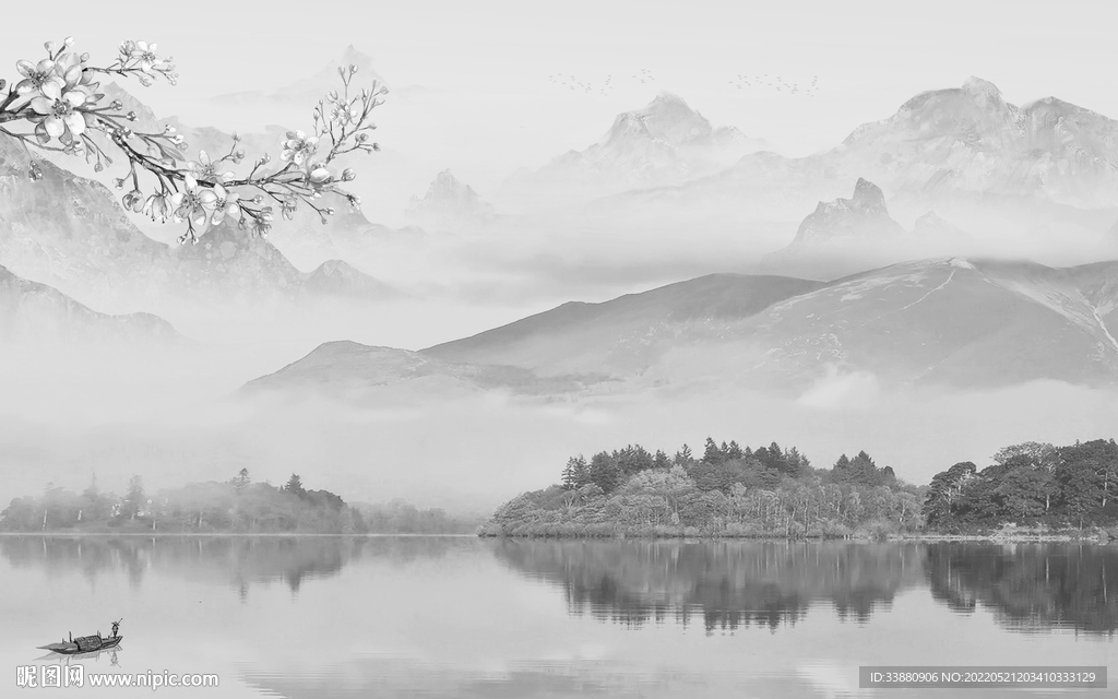 简约最新意境山水 tif分层