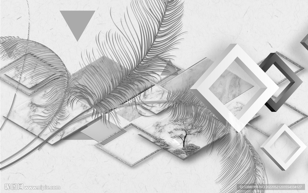 背景墙灰色无框画 TIF分层 