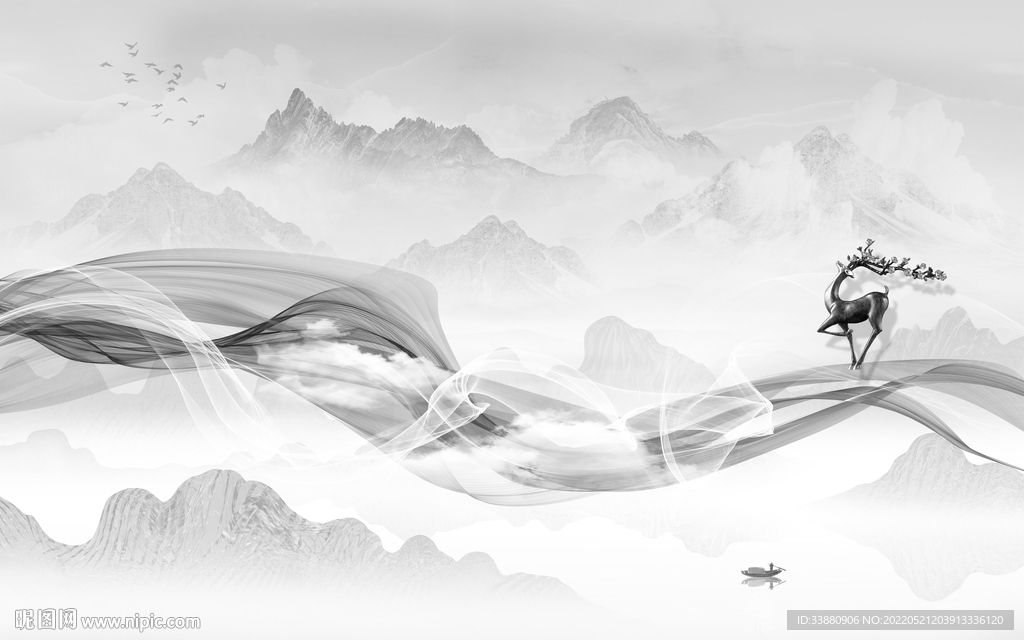 中式大气现代山水 tif分层