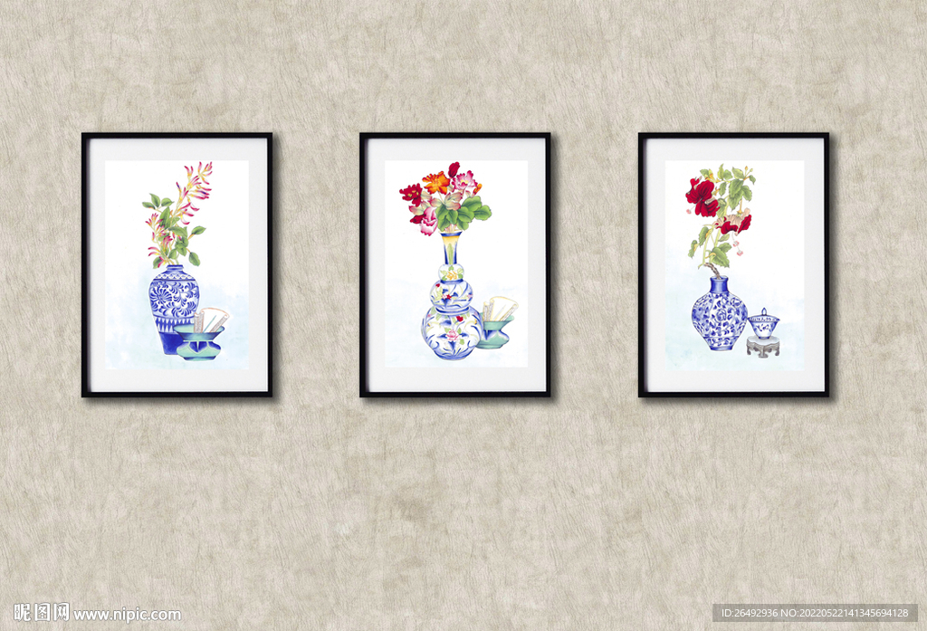 青花瓷瓶装饰画