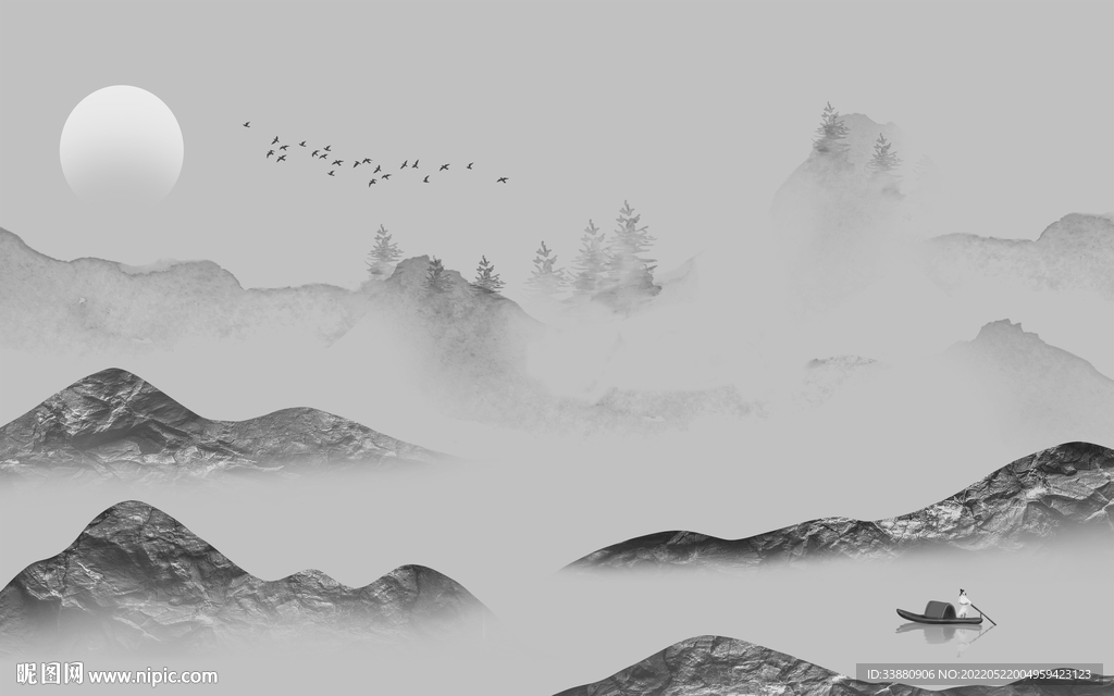 最新 大气现代山水 tif分层