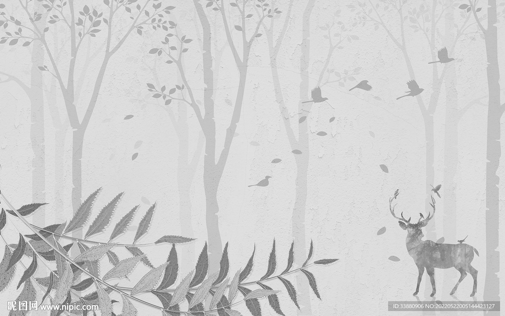 欧式 灰色无框画 TIF分层 