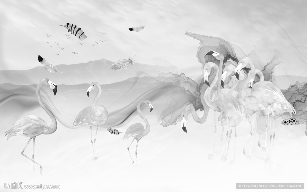 最新 灰色无框画 TIF分层 