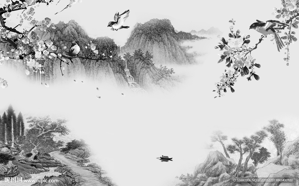 高清 大气现代山水 tif分层