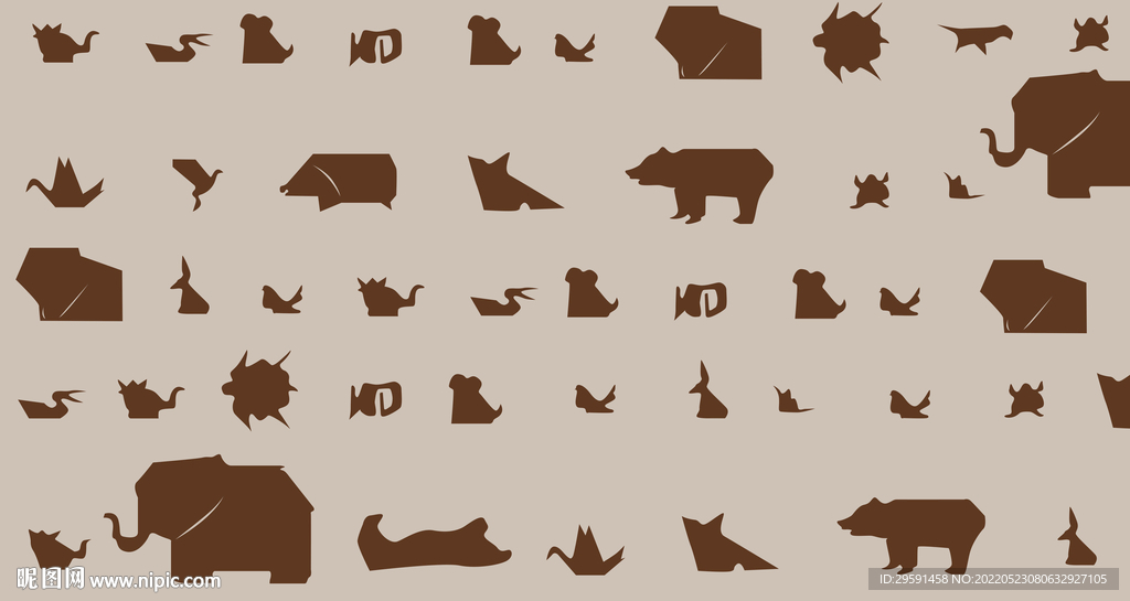 抽象动物剪纸装饰画