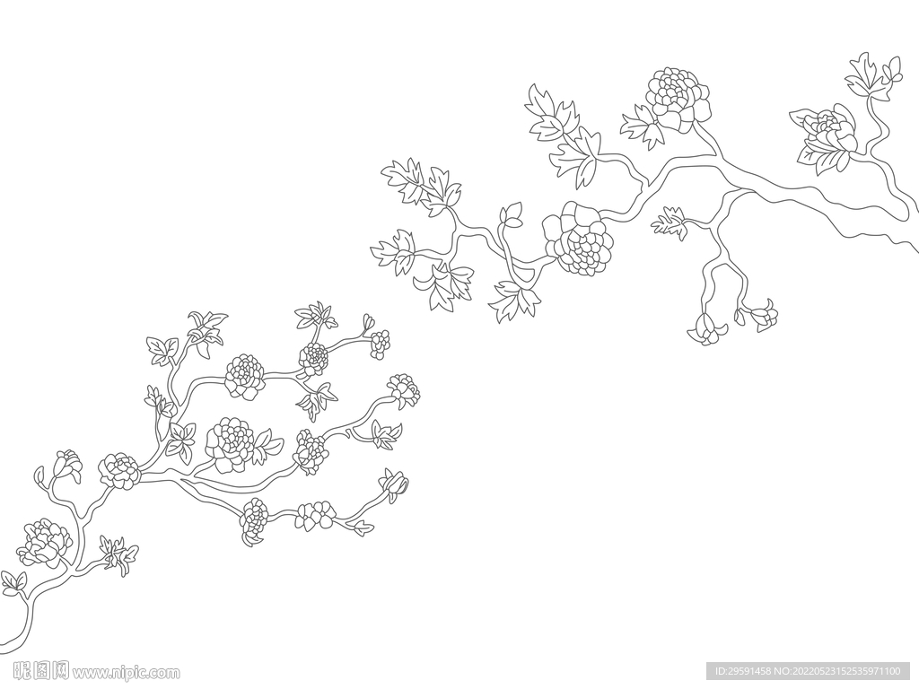 线条玉兰花装饰画