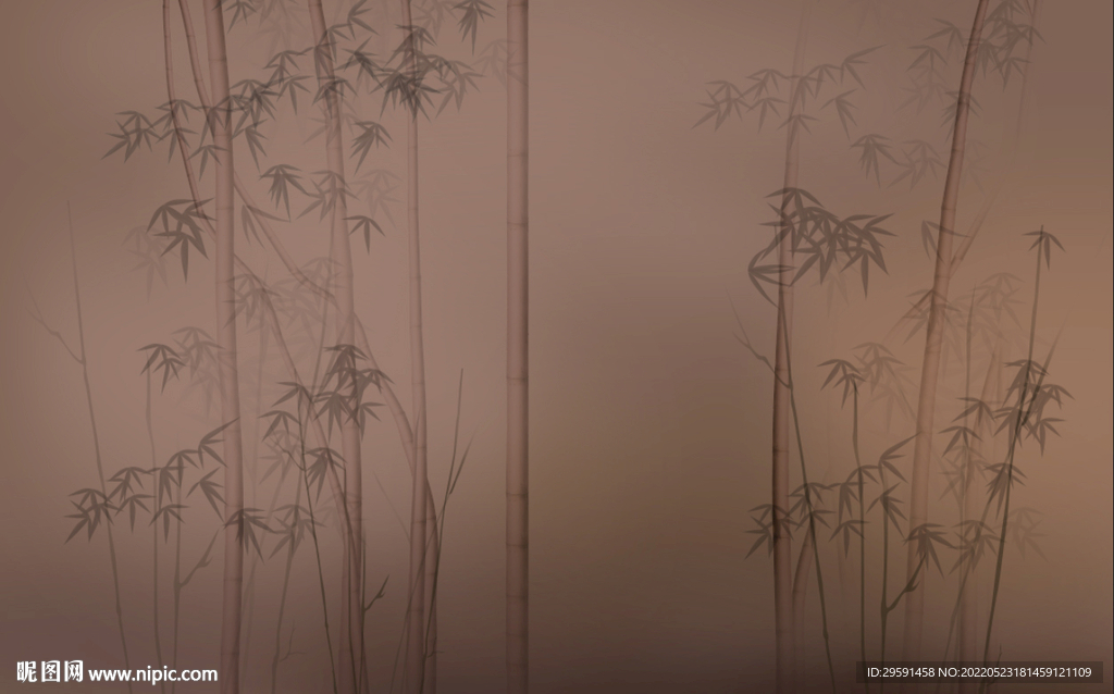 手绘水墨竹子花鸟图