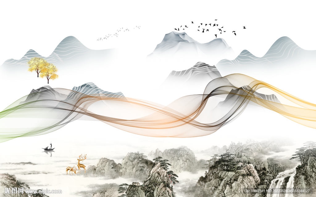 高端简约意境山水 TIF分层