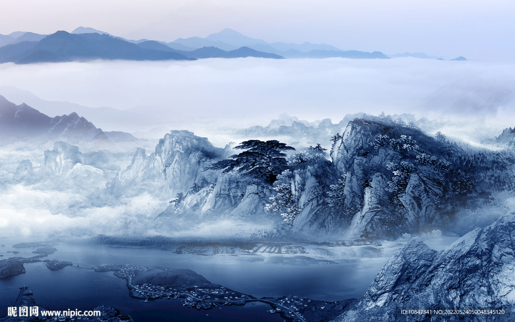 现代简约意境山水 TIF分层